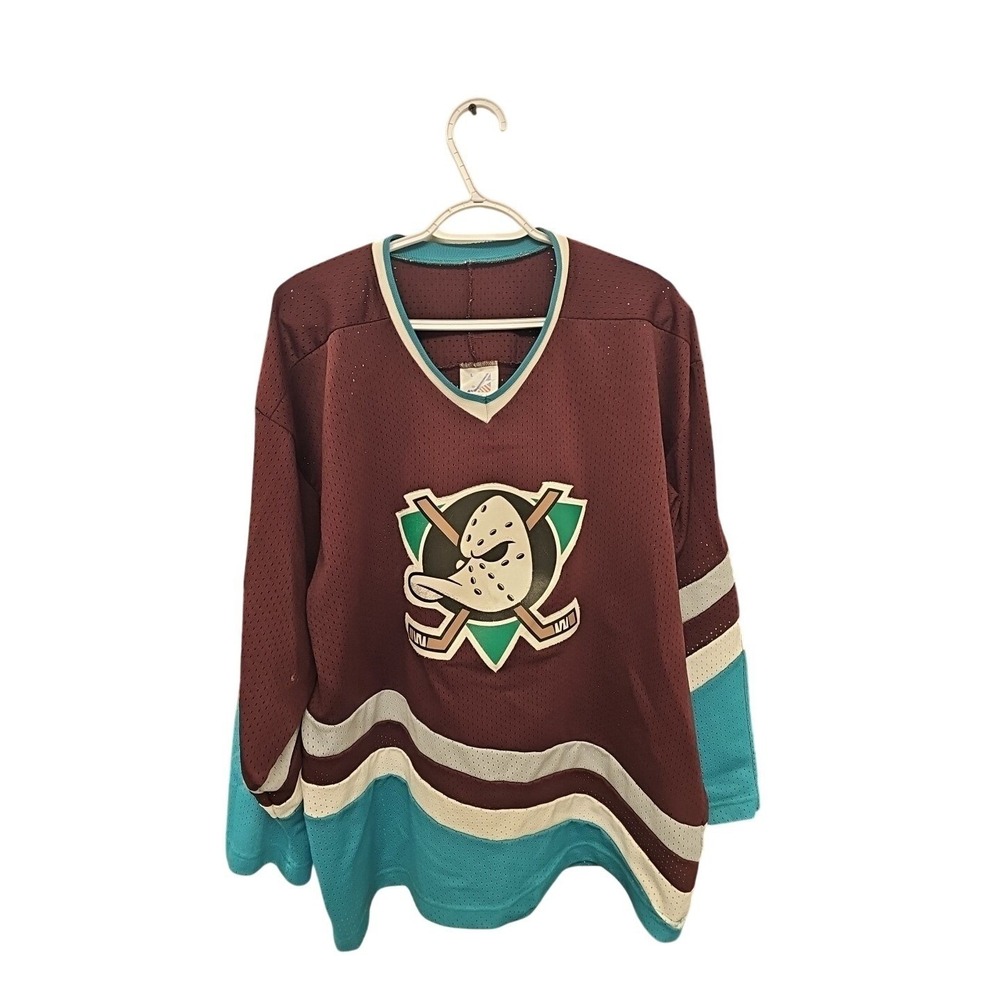 Vintage Red Maroon Macdougall Mighty Ducks Hockey Jersey Men's L American